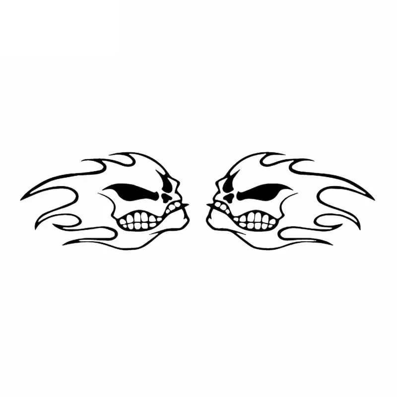 

Cool 2 Flame Skull Decals High Quality Fashion Car Decoration Personality Pvc Waterproof Decals Black/white, 18cm*5cm