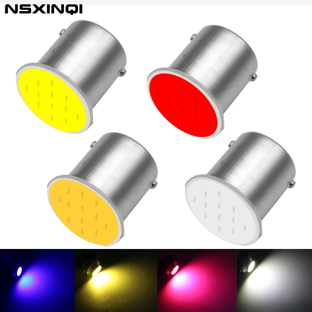 

NSXINQI 10pcs 1156 BA15S P21W 1157 BAY15D LED Turn Signal Light Bulb COB 12 Chips Car Interior Parking Trailer Rear Lamp 12V 24V