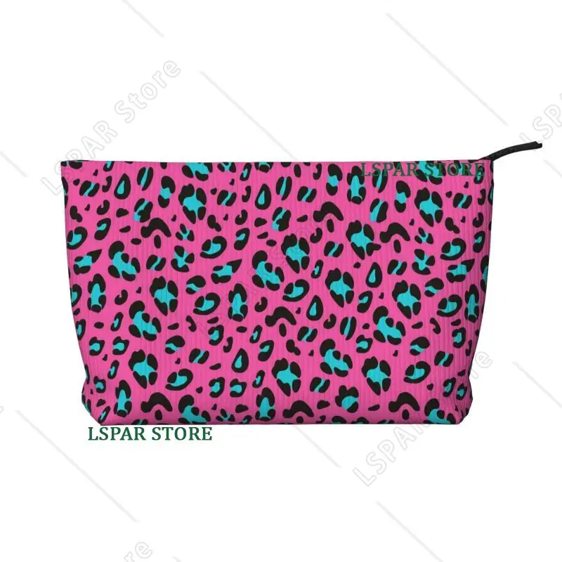 Pink Leopard Travel Makeup Bag Cheetah Print Cosmetic Bag Small Waterproof Zipper Women Purse Mini Portable Traveling Organizer