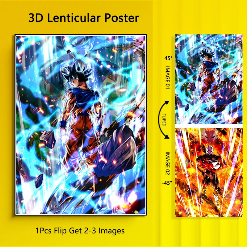 3D Poster Dragon Ball Anime Painting Wall Poster 3D Flip Gradient Poster 3D Printings Home Decor Birthday Gifts Toy Wall Sticker