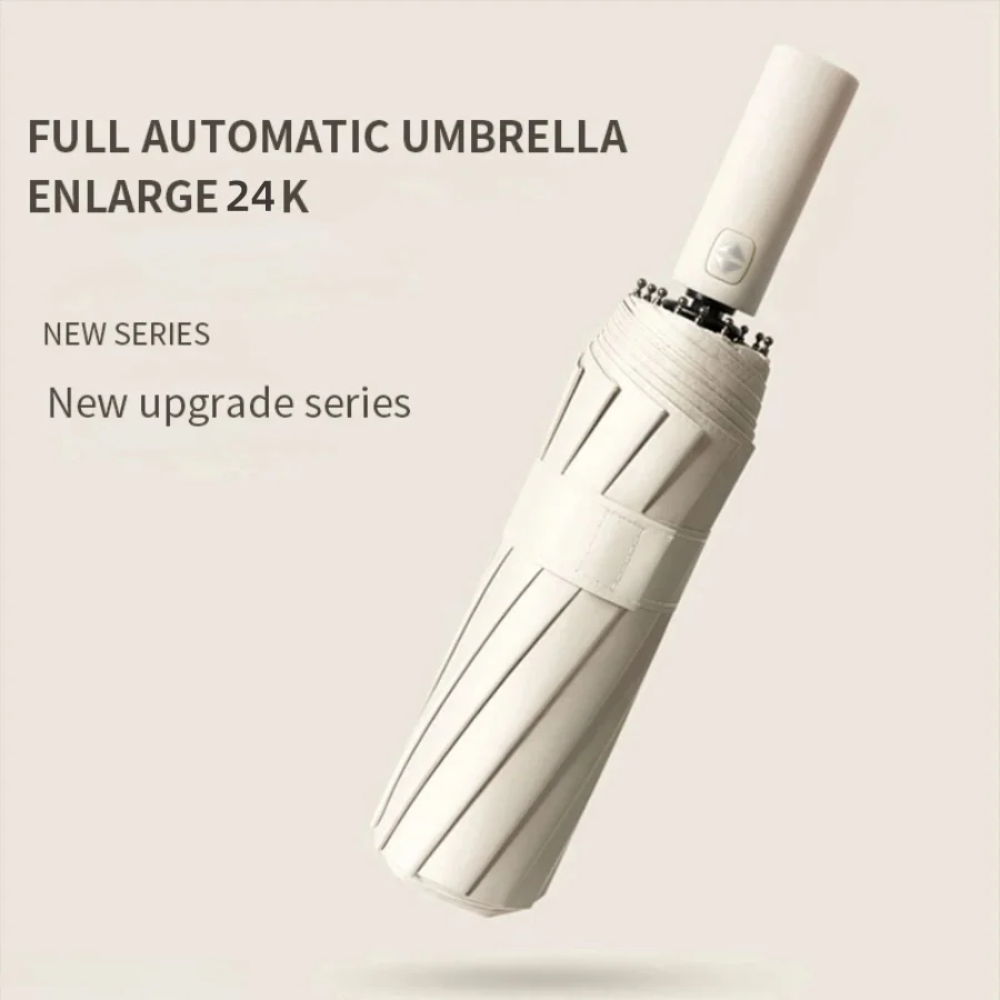 106cm/41.73in Large Automatic Reinforced 24K UV Sun & Windproof Folding Umbrella, Heavy Duty Rain & Wind Protection Umbrella