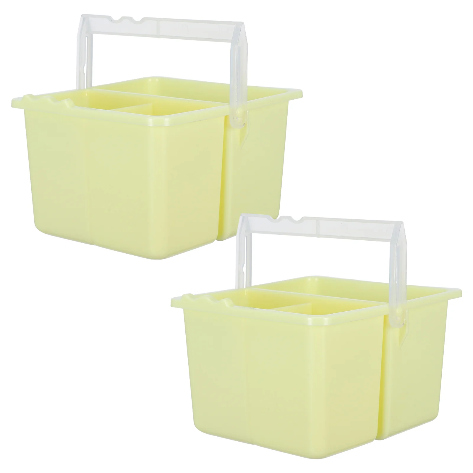 

2 Pcs Paint Brush Pencil Bucket Oil Painting Washer Detergent Tools Water Pots Portable Tanks Yellow Tubs