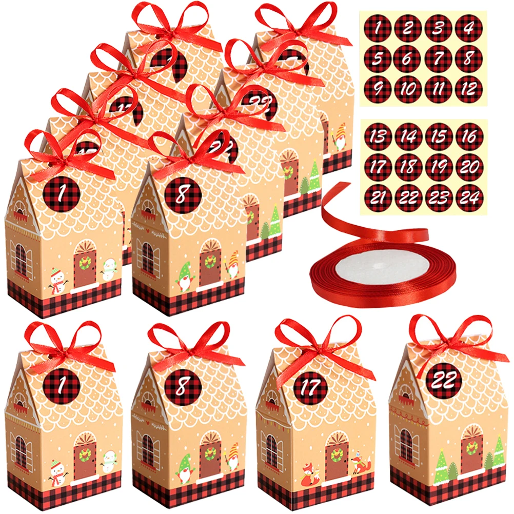

Christmas House Paper Box Candy Gift Pouches Treat Containers Thick Paperboard Durable Safe Secure DIY Christmas Party Favor