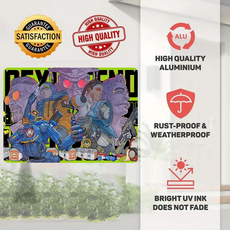 Apex Legends Character Grouping Illustration Poster Retro 3D Printed Metal Signs Customized Wall Hanging Gift for Custom Plate