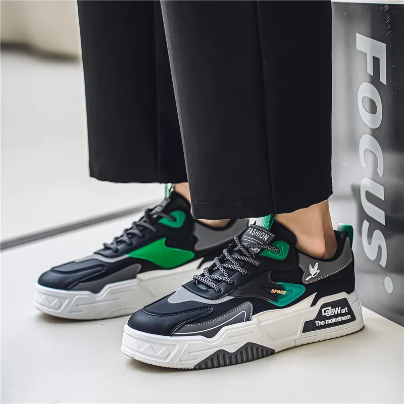 

Новая повседневная спортивная обувь, мужская кожаная обувь с низким вырезом, модная тенденция, корейская версия, мужская обувь для скейтбординга, мужская уличная повседневная обувь