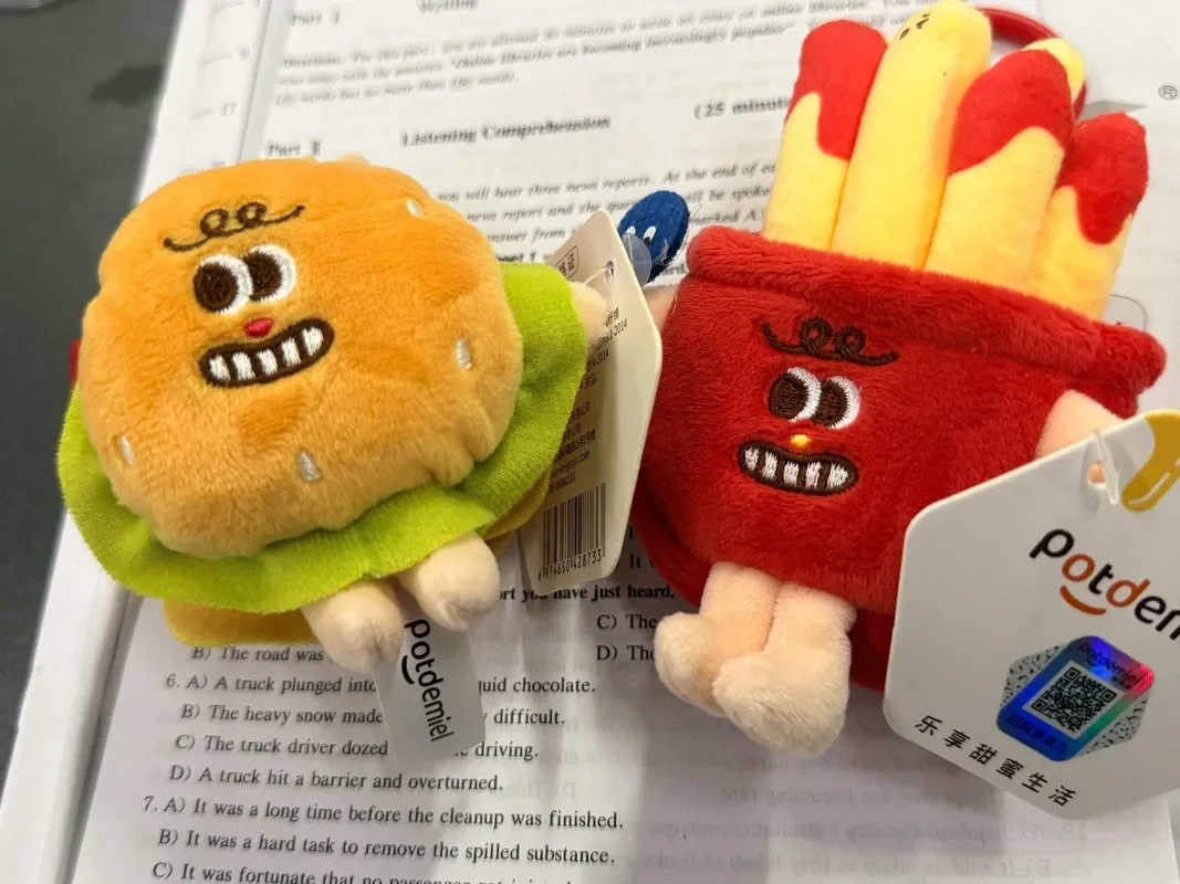 Potdemiel Food Shaped Cartoon Plush Keychain Soft Stuffed Fashion Plush Doll Backpack Bag Decoration Birthday Toy Gift