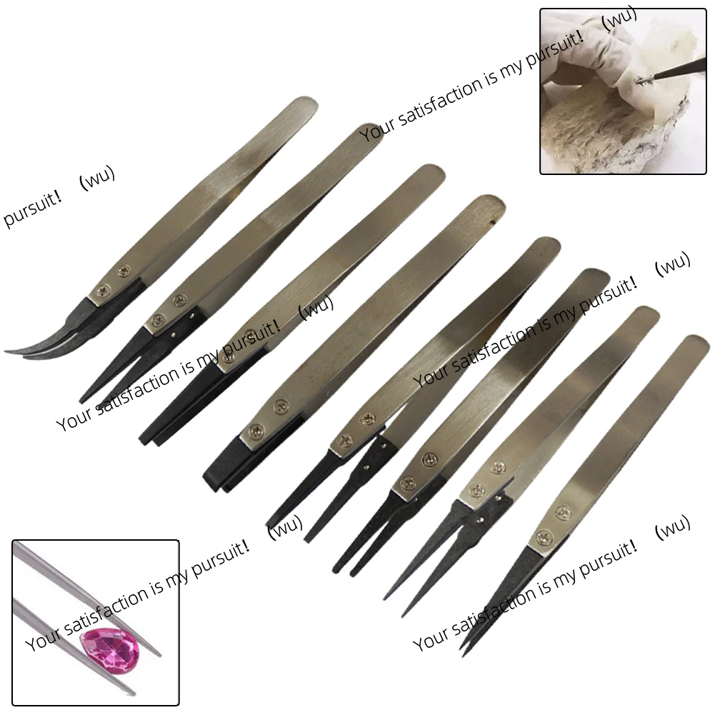 ESD anti-static industrial tweezers 116-130mm with replaceable carbon fiber tip for precision electronic components