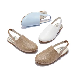 S-AP8-005 Dressy Shoes Kids Sling Back Leather White Blue Boy Girls Shoe Newest Design Brand Trend Kids Sling Back