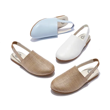 S-AP8-005 Dressy Shoes Kids Sling Back Leather White Blue Boy Girls Shoe Newest Design Brand Trend Kids Sling Back