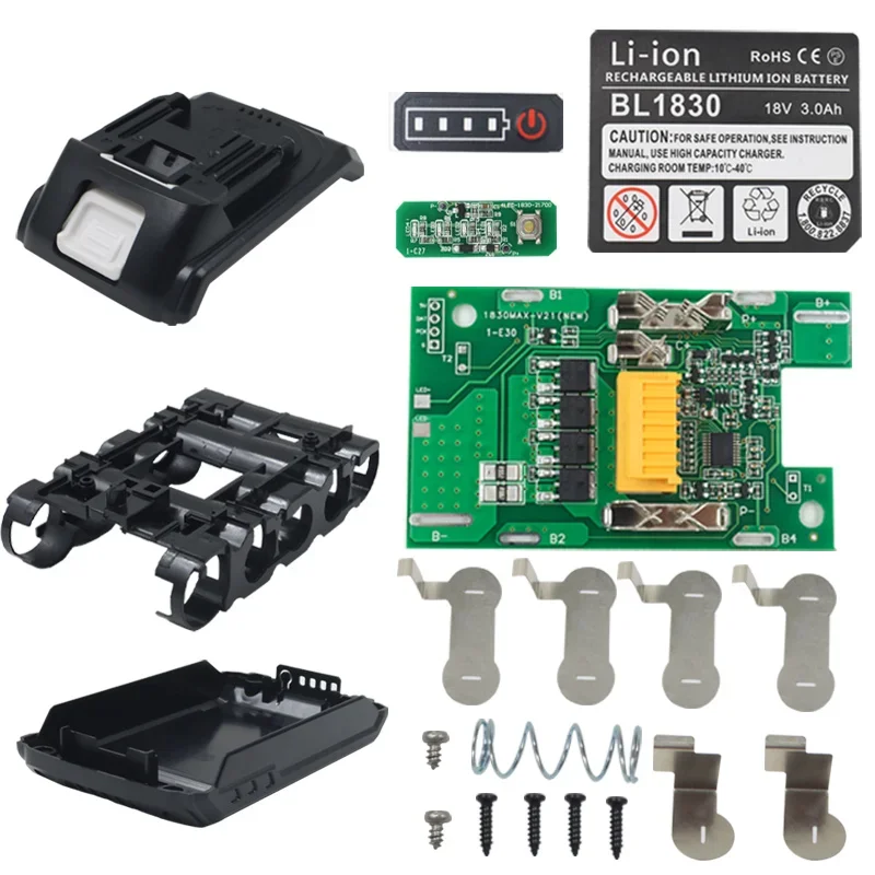 BL1815 5X21700 Li-ion Pin Ốp Lưng Bảo Vệ Sạc Mạch PCB Bảng Đèn LED Chỉ Thị Nhãn Hộp Cho Makita 18V 3.0Ah Bộ Vệ Sinh