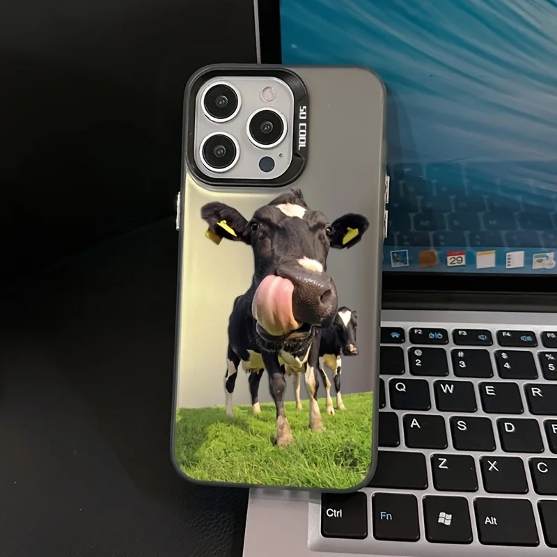 

Fun Cow Pattern Phone Case Suitable for iPhone 17 16 15 14 13 12 11 Pro/Max/Plus Anti Drop and Anti Shock Back Cover