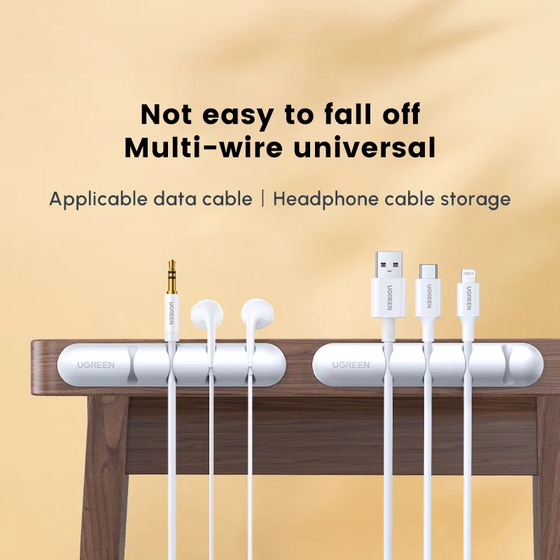 UGREEN デスクトップケーブルオーガナイザー、4スロット多機能コードホルダー、ワイヤークリップ、デスクテーブルアクセサリー用コードオーガナイザー