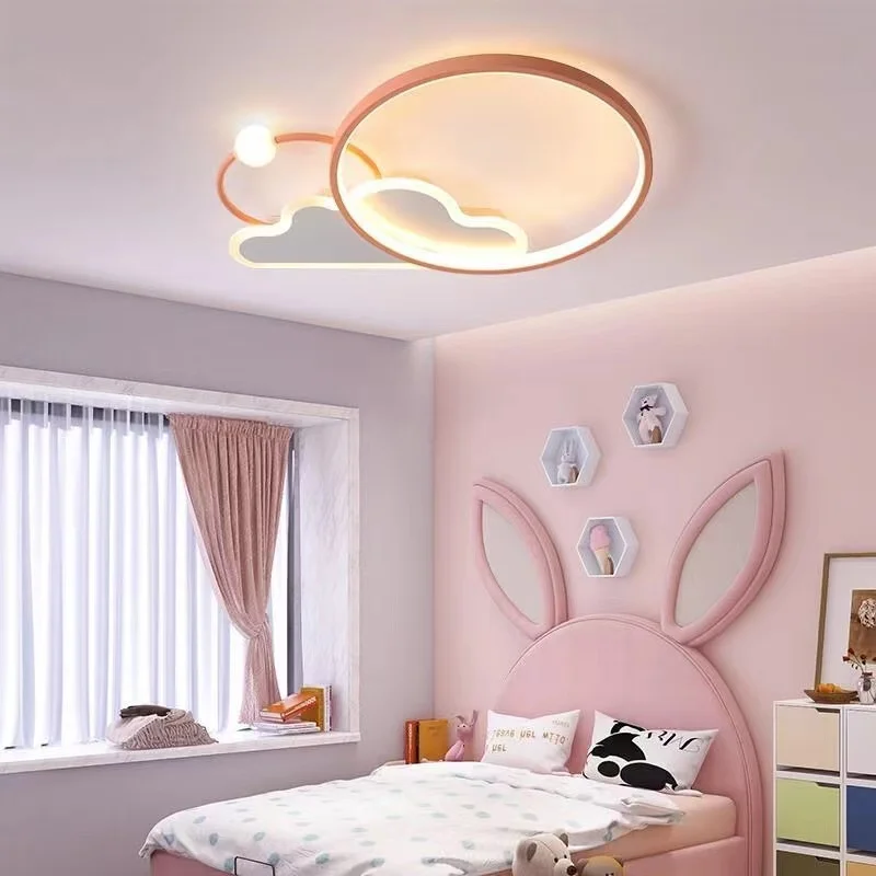 Imagem -05 - Moderno Led Luzes de Teto para Crianças Quarto Rosa Nuvem Lustre Regulável Bonito do Bebê Menino Menina Quarto Deco Lâmpada do Teto Inteligente