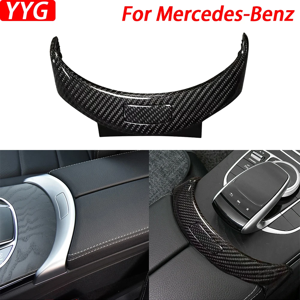 

For Benz All C-Class 2015-2020 Replacement Real Carbon Fiber Armrest Box Front Console Cover Armrest Release Button Accessories