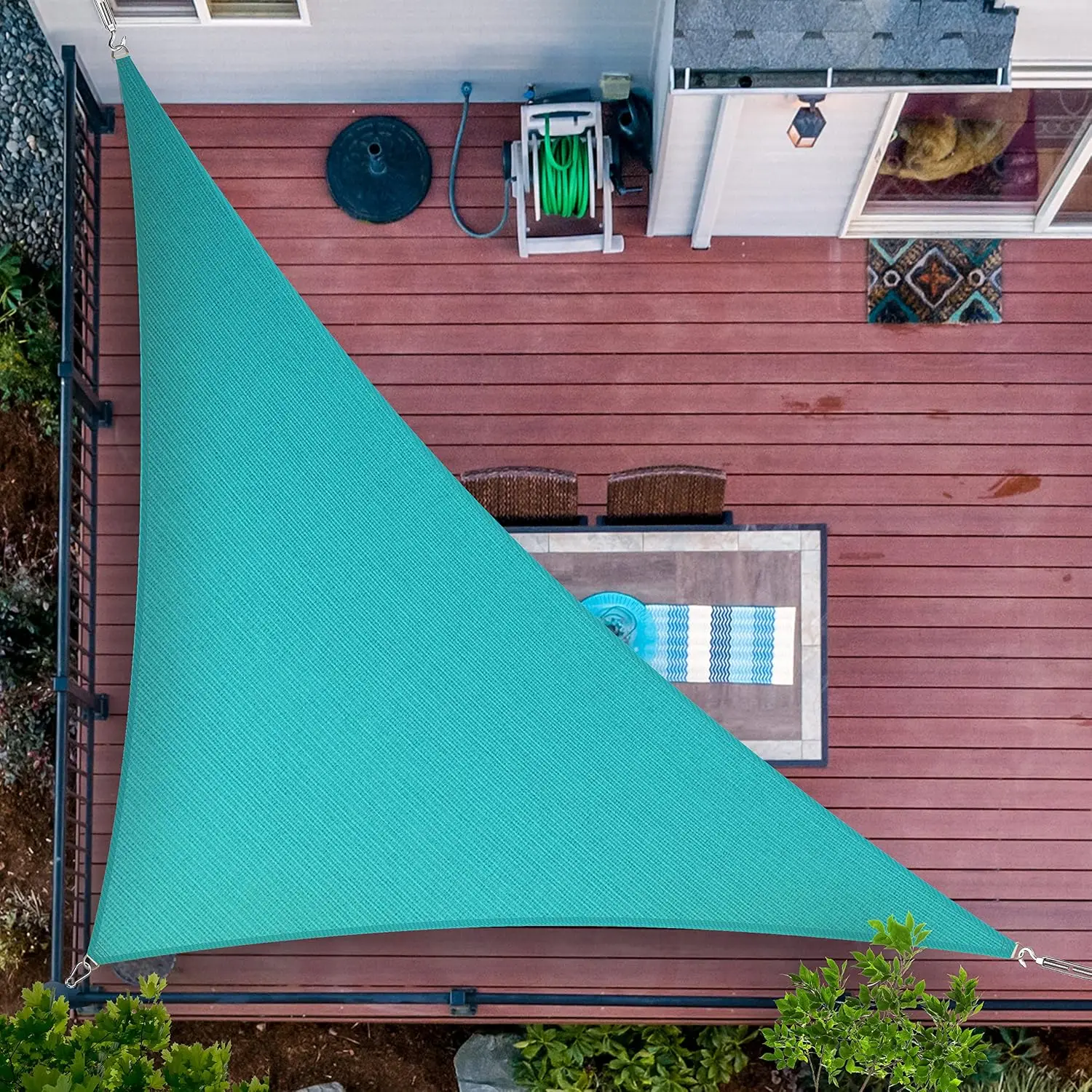 8'x12'x14.4' Turquoise Sun Shade Sail UPF50 Right Triangle, Water & Air Permeable, UV Resistant Heavy Duty