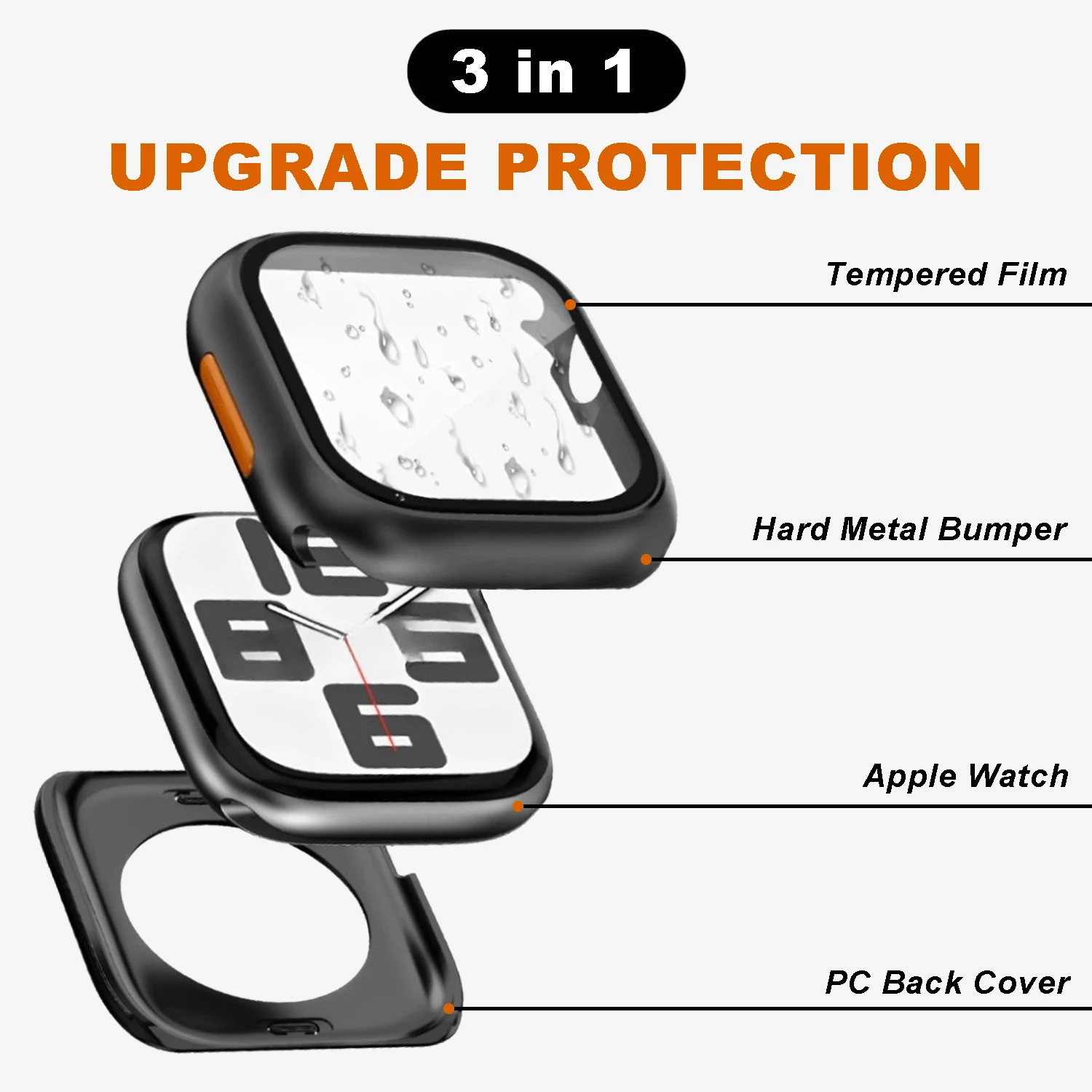 Waterproof Protective Cover Metal Case for Apple Watch Series 10 42mm 46mm 45mm 41mm 40mm 44mm 360 Glass Film Back Bumper Frame