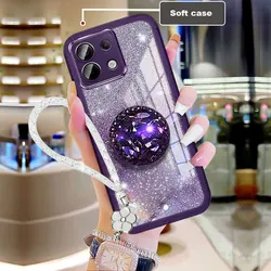 POCO M6 PRO Case Bling Glitter Lanyard,Luxury Diamond Holder Case For Xiaomi POCO M6 X6 Redmi Note13 pro + 4G Back Cover M6pro