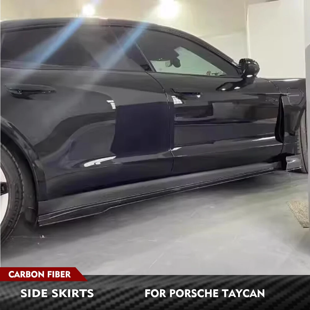 For Porsche Taycan 2019-2024 Car Side Skirts Extension Side Door Bumper Apron Lip Carbon Fiber Car Side Skirts Racing Body Kits