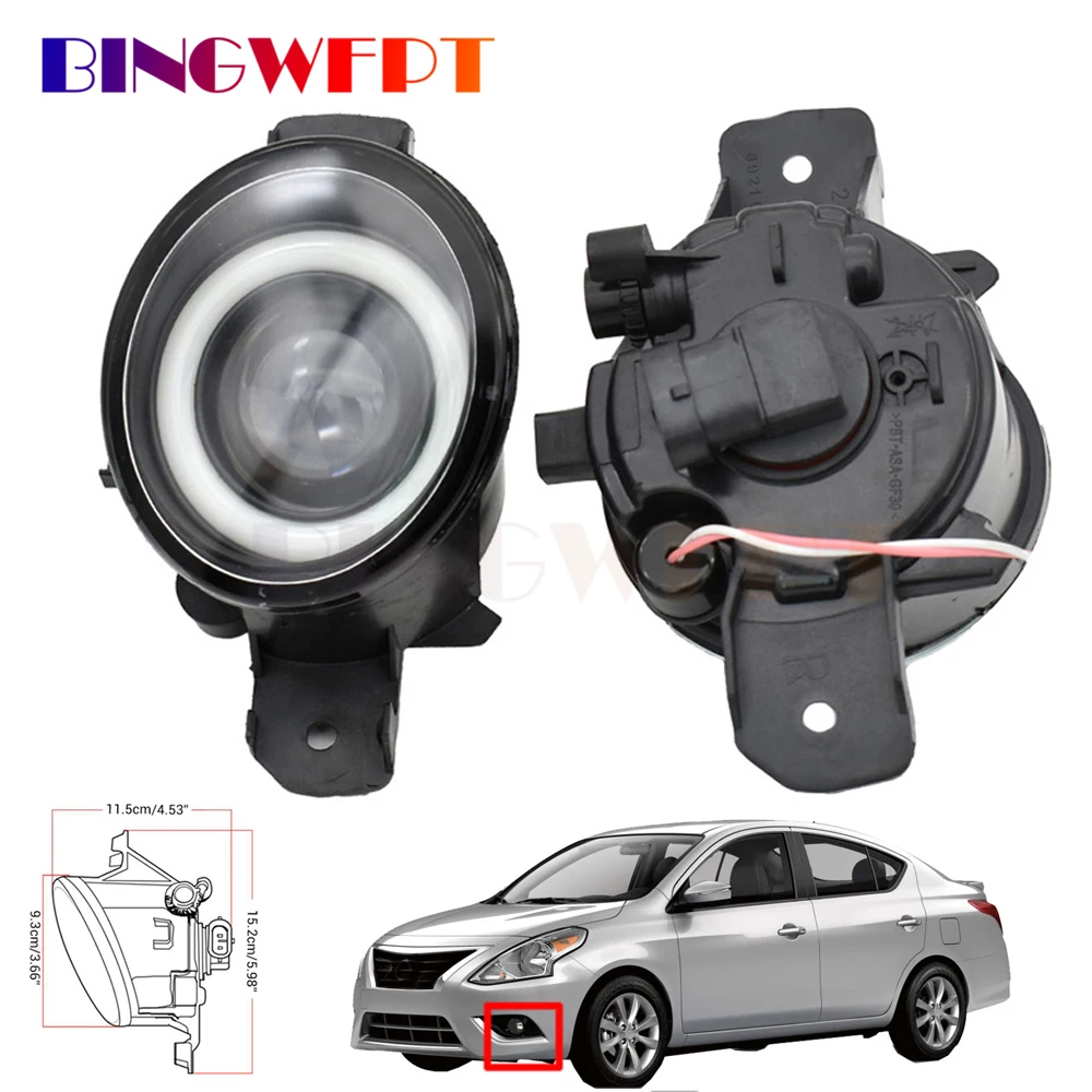 

For Nissan Sunny 2003 2004 2005 2006 2007 2008 2009 2010-2015 Car H11 LED Fog Light Angel Eye DRL 12V Daytime Running Lamp White