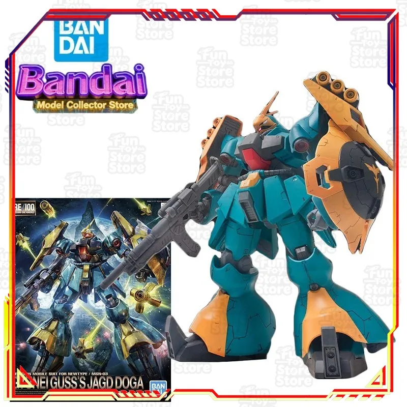 Figura de Acción Bandai RE 1/100 Gyunei Guss Jagd Doga, Gundam Char's Counterattack, Anime Mobile Suit, Juguete Coleccionable para Niños