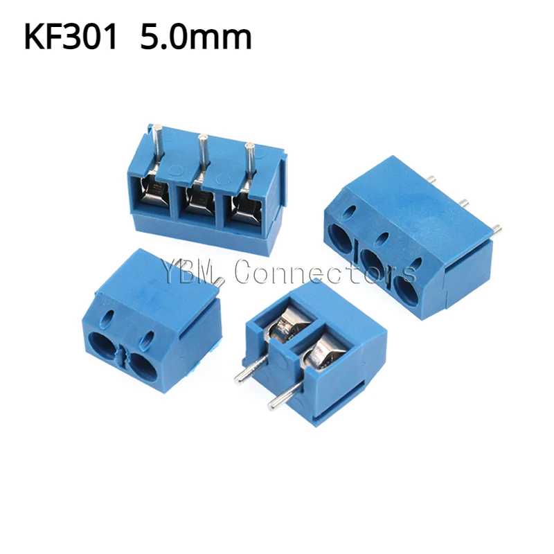 KF301 2P 3P 4P 5mm Screw Wire Terminal Block KF301-2P KF301-3/4P Pitch 5.0mm Straight Pin Spliceable Plug-in PCB Cable Connector