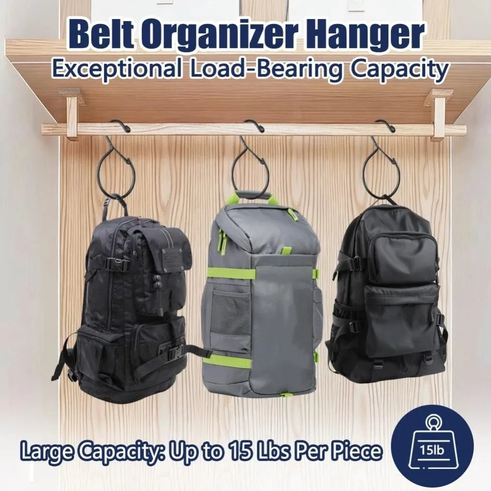 Versatile Heavy Duty Belt Hanger Wall Mounted Rust-Proof Belt Hook Belt Hanger S Shaped Hook Closet Organizer Wardrobe