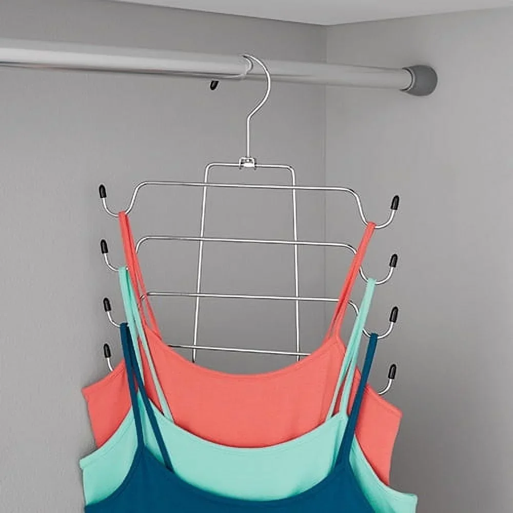 2 Pack Heavy Duty Metal Folding Tank Top Bra Hanger 4 Tier Space Saving Closet Organizer Accessories Multiuse Garments Belts