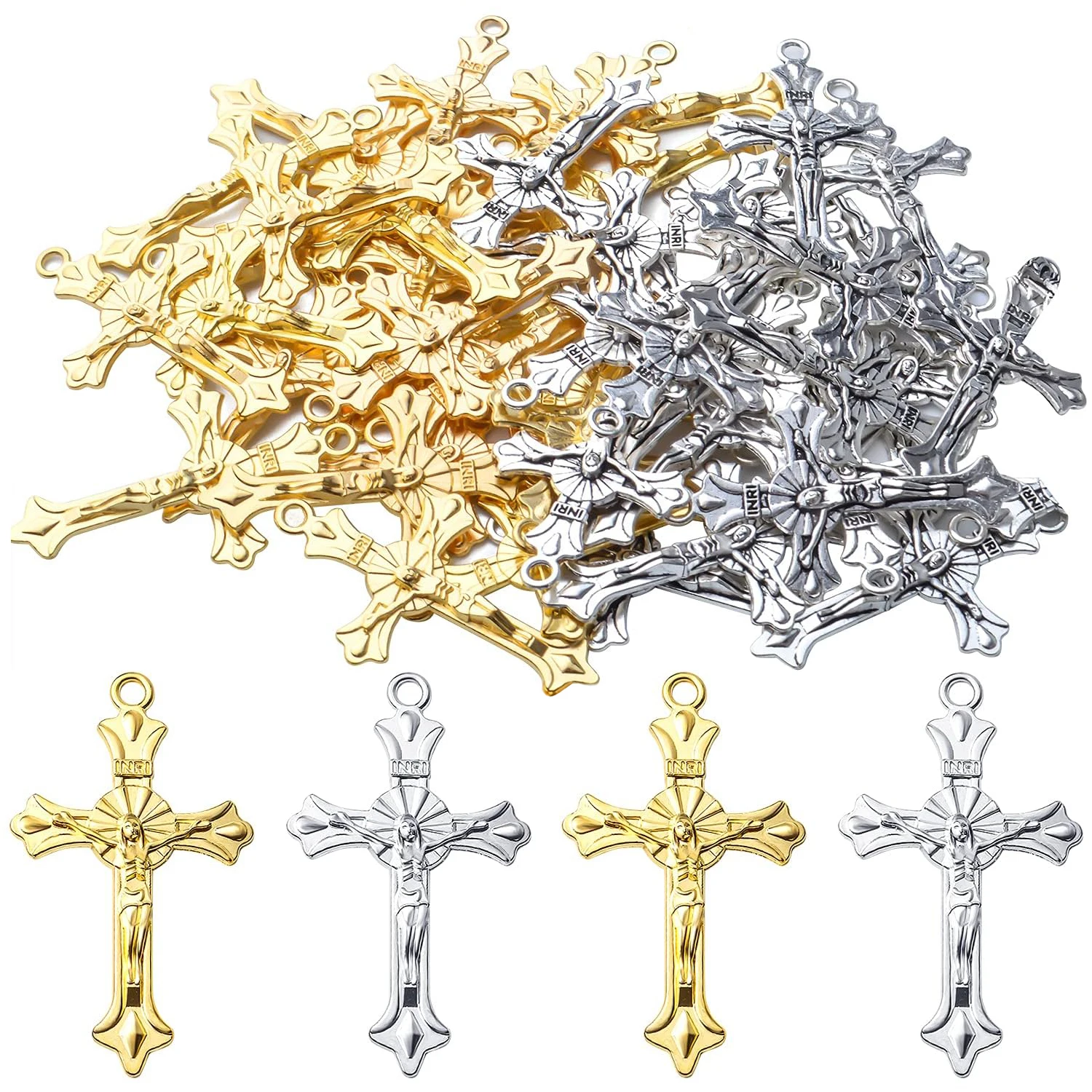 

50 шт. подвесок-крестиков из сплава для изготовления ювелирных изделий, кресты-подвески для браслетов и ожерелий, 37×22 мм