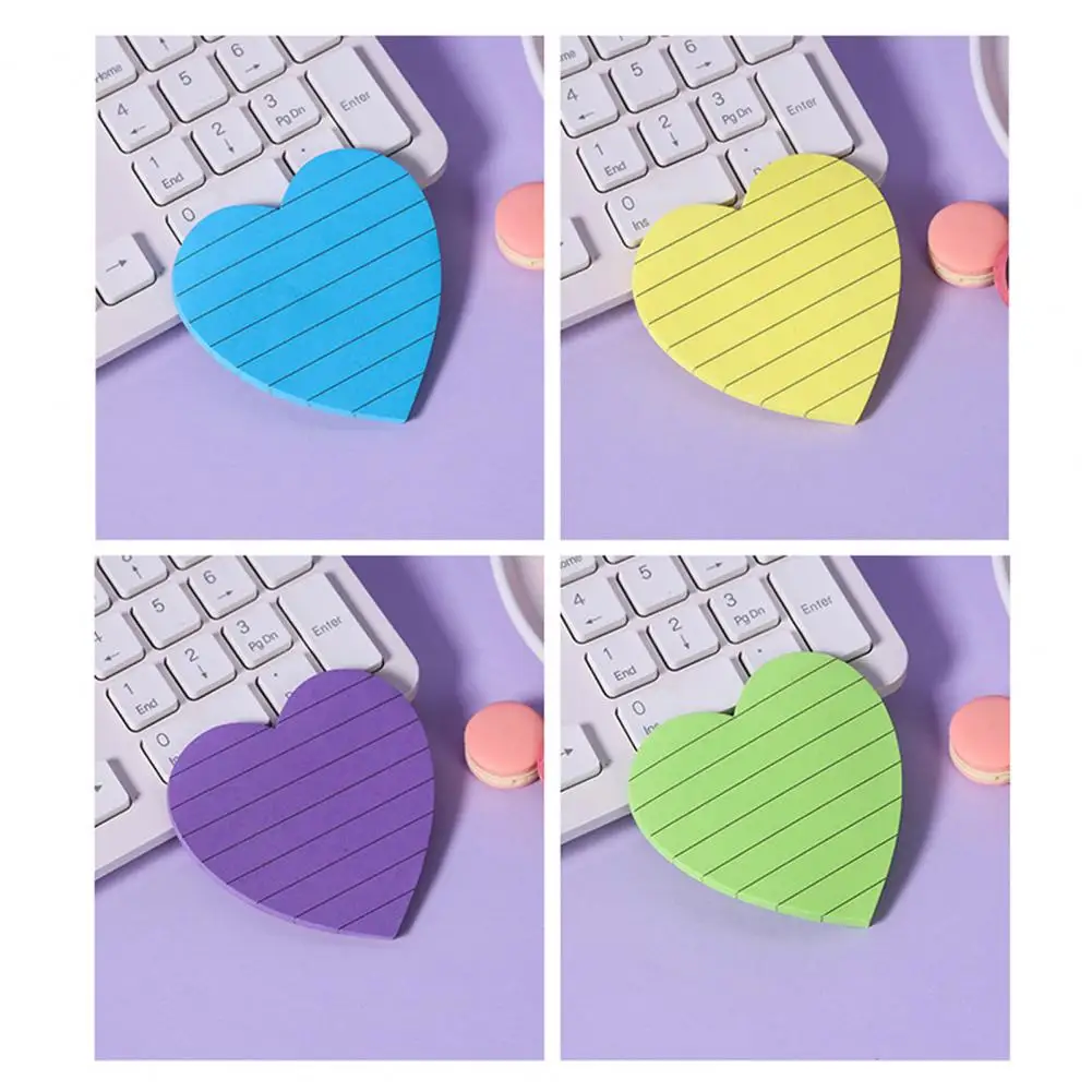 Premium Sticky Notes Colorful Heart Square Sticky Notes Set for Home Office School Supplies Removable Clean Smooth Writing