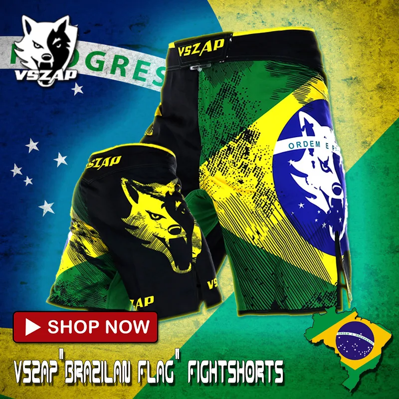 Vszap Fitness Muay Thai Shorts Brazil Wolf Head MMA Sanda Running Tide Training Fighting Boxing Multi-Functional Fifth Pants