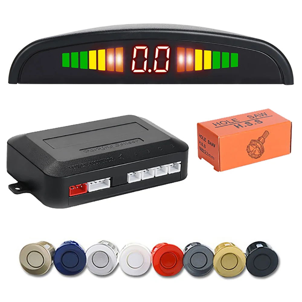 

Car LED Parking Sensor Kit 4 Sensors 12V 22mm Backlight Display Reverse Backup Radar Monitor System Distance Sound Warning