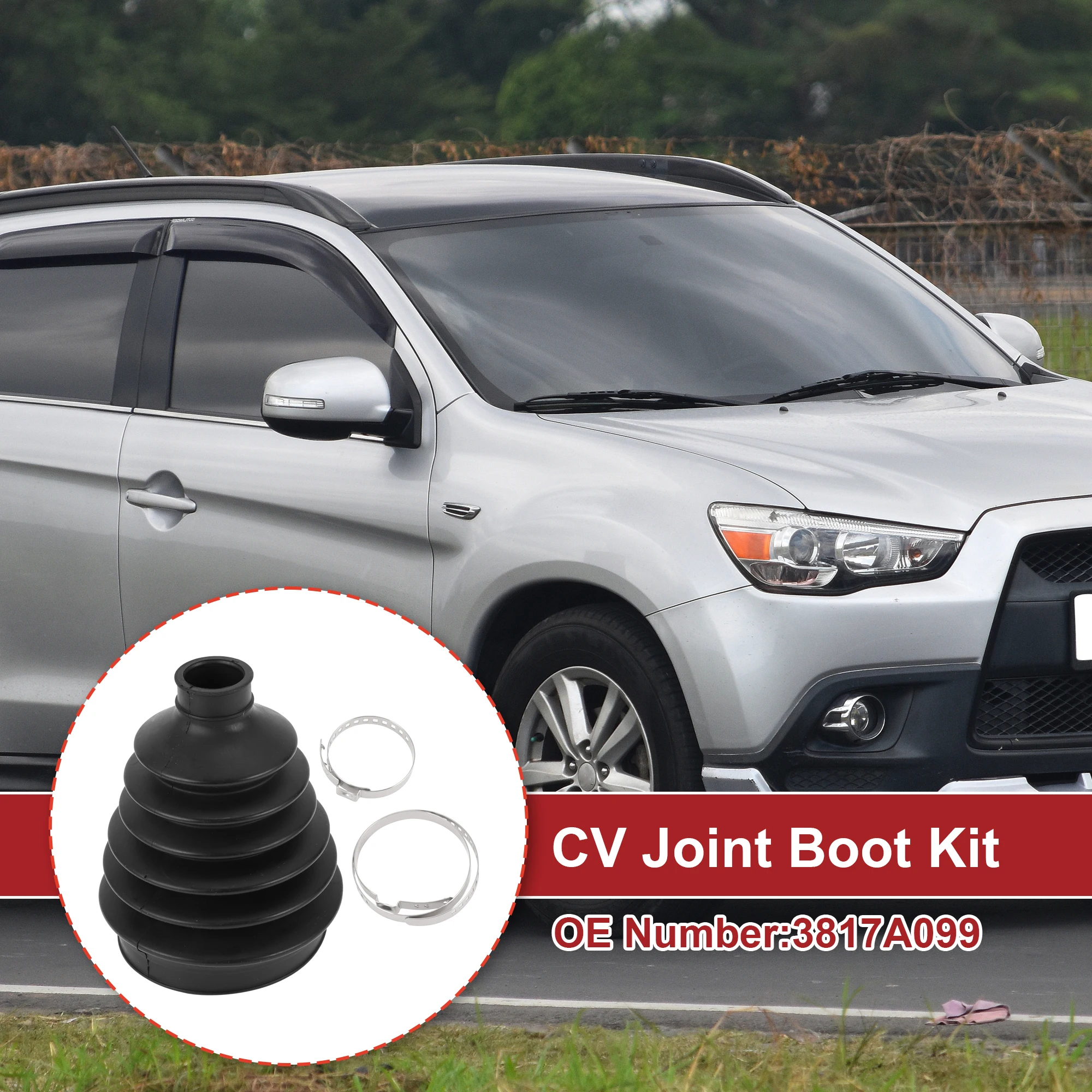 X Autohaux 1 Set CV Joint Boot Kit for Mitsubishi Outlander 2008-2013 Outer Constant Velocity Joint Boot W/ Clamps No.3817A099