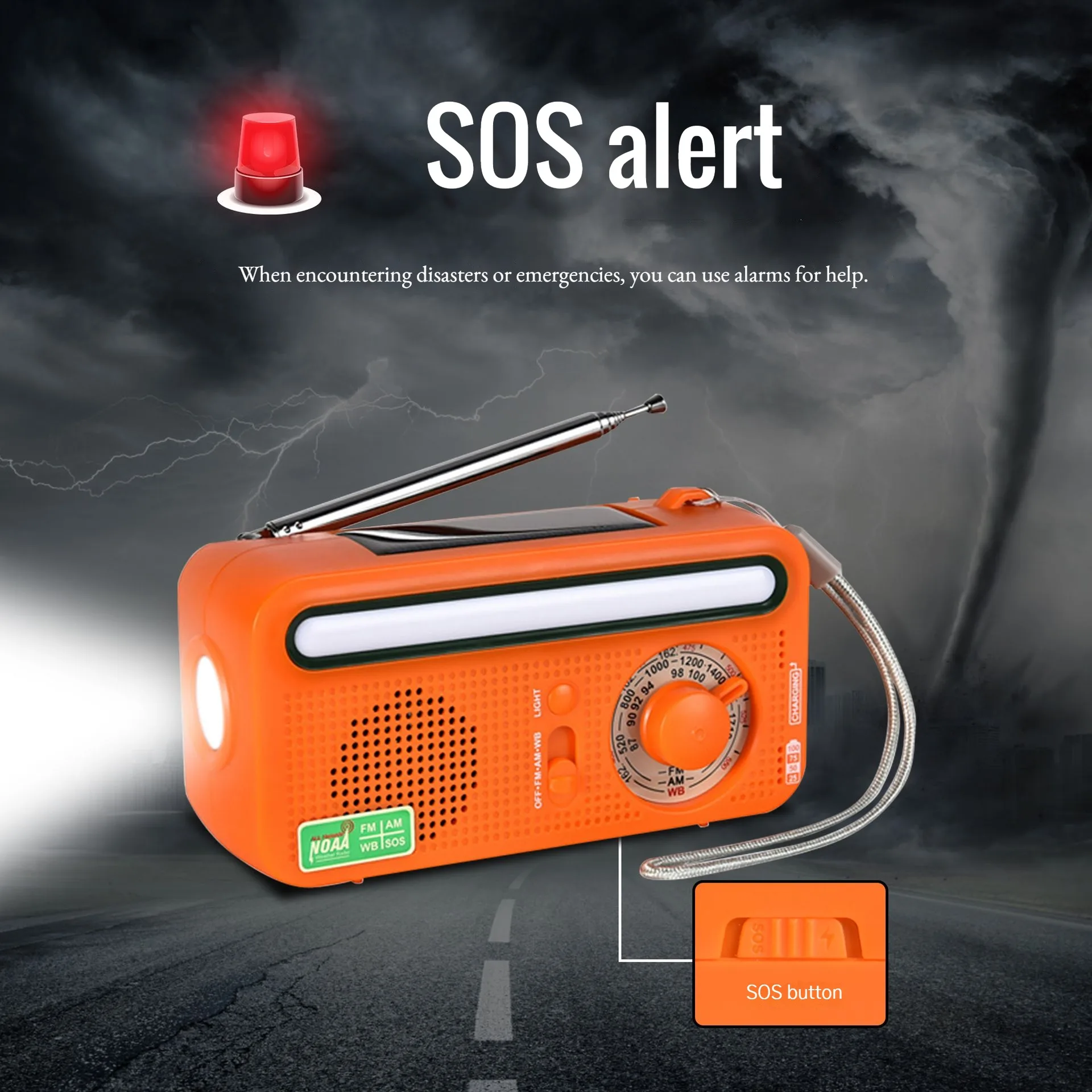 MD-903 multifonctionnel d'urgence Radio prévention des catastrophes Équipement d'urgence Hand-Sir-ated Chargement de téléphone portable solaire