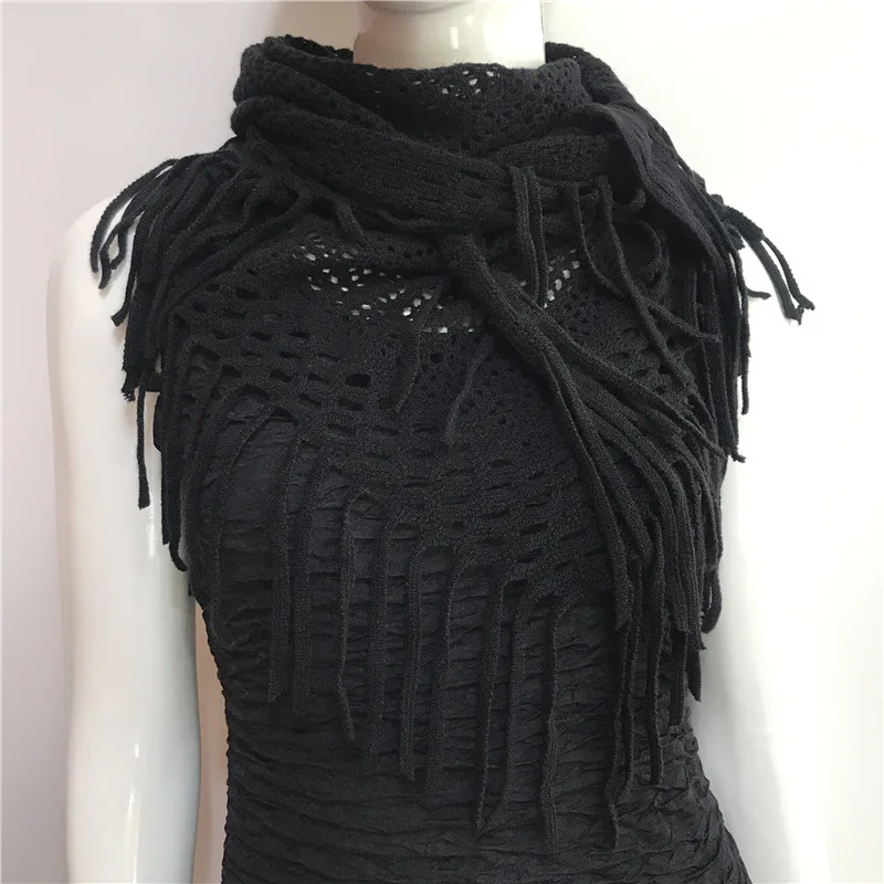 2023 New Solid Color Tassel Wool Knit Triangle Scarf Shawl