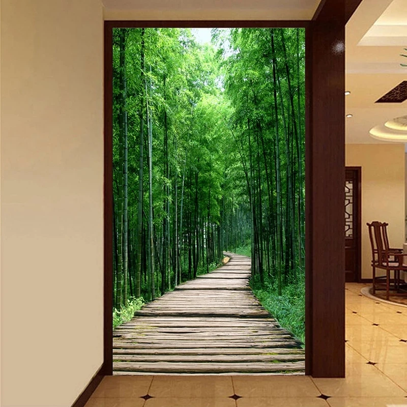 Customized 3D Photo Wallpaper Green Bamboo Forest Small Road Living Room Entrance Corridor Mural Living room bedroom restaurant