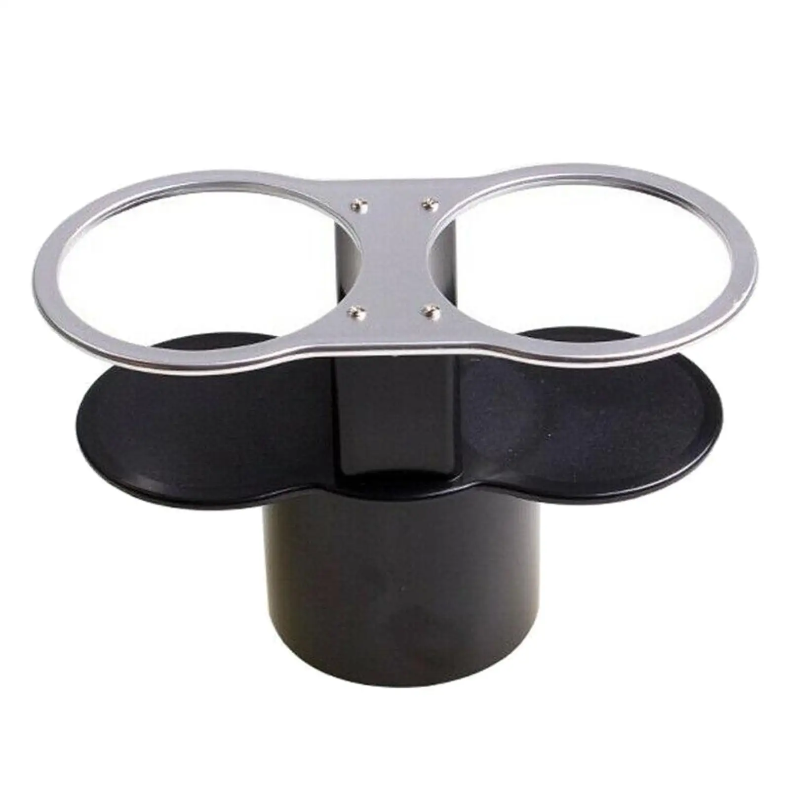 Universal Double Dual Car Cup Holder Stand Mount for Beverage Drink Bottle, Silver with Black