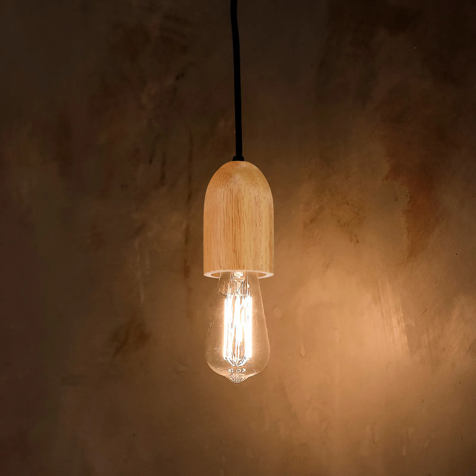 E27 Lamp Base Solid Wood Holder Cup Various Styles Comfortable Touch DIY Lamp Holder Suitable for Lampshade Finials Decoration