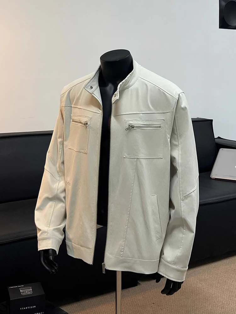 

American Retro Canvas Jaet Men's Autumn Winter Cleanfit High-End ort Sle Zipper Closure Warmth Inner Pure Color