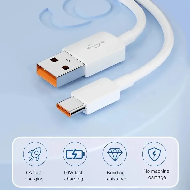 6A Schnellladekabel USB Typ C Kabel 66W Telefonladegerät für Xiaomi Telefonzubehör Ultralanges Datenkabel