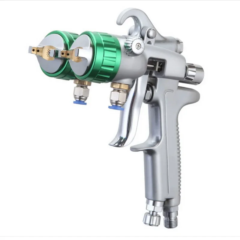 1.3mm caliber double-head spray gun two-component spray gun with 2 lower pots 1000 ml internal booster double-head spray gun