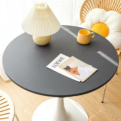 Waterproof Round Elastic Edged Tablecloth, PU Leather Cover, Oil-resistant, Non-slip, Home, Kitchen, Dining Room