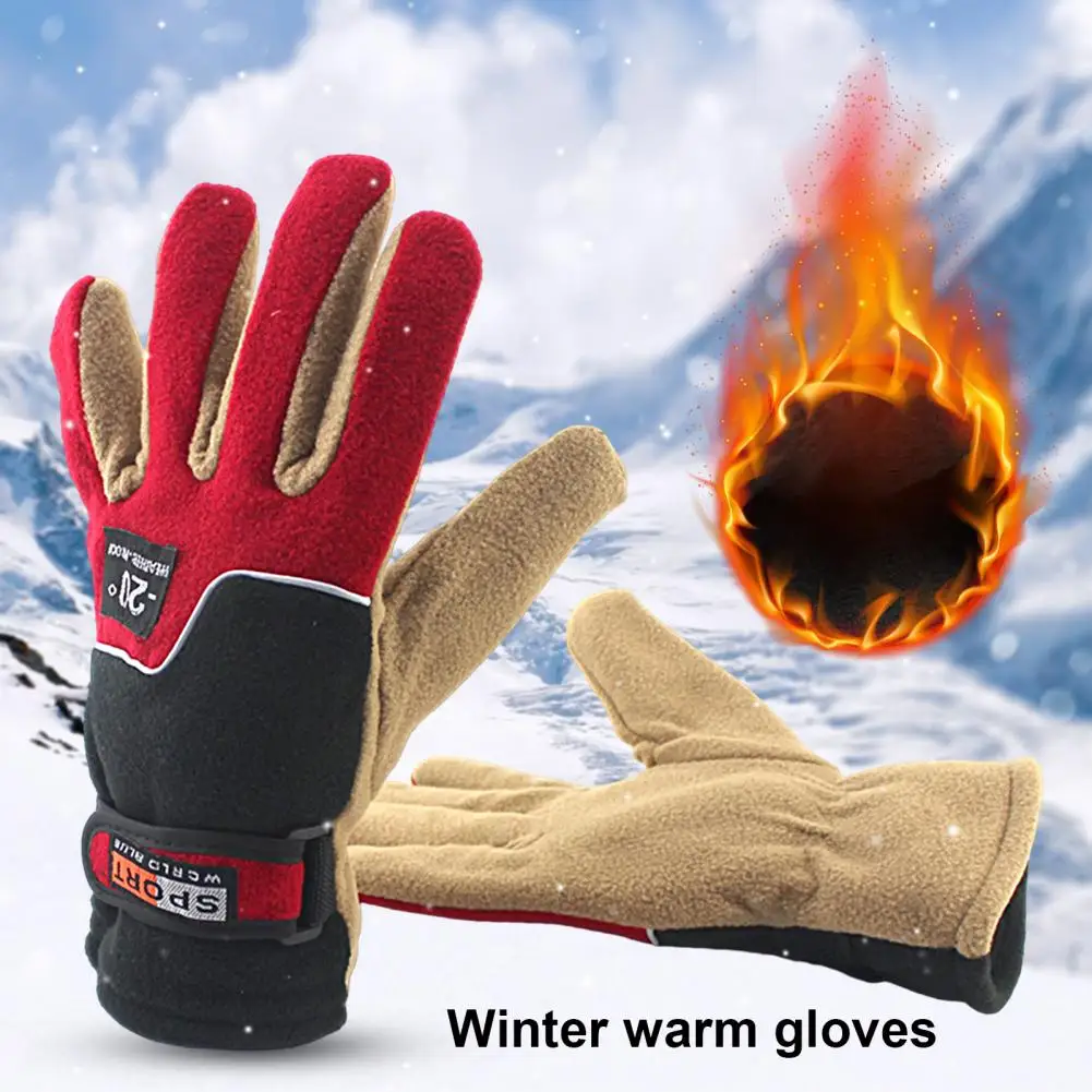 

Thermal Gloves 1 Pair Popular Color Block Cozy Plush Skiing Motorcycle Gloves Skiing Supplies