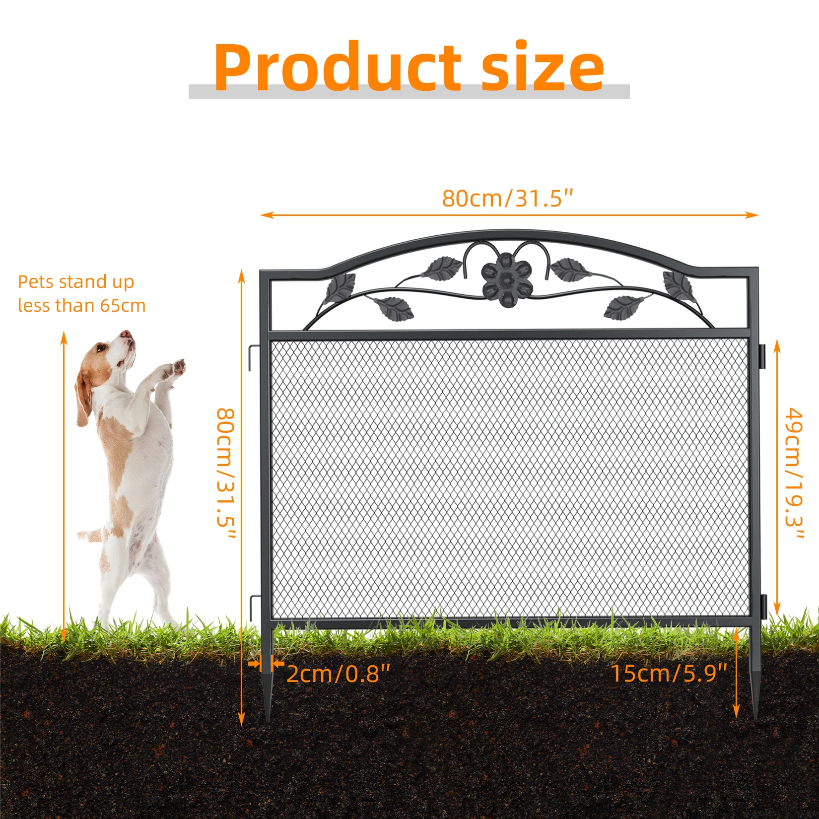 5pcs Heavy Duty Metal Garden Fence Decorative Fencing Panel for Pathway Entry