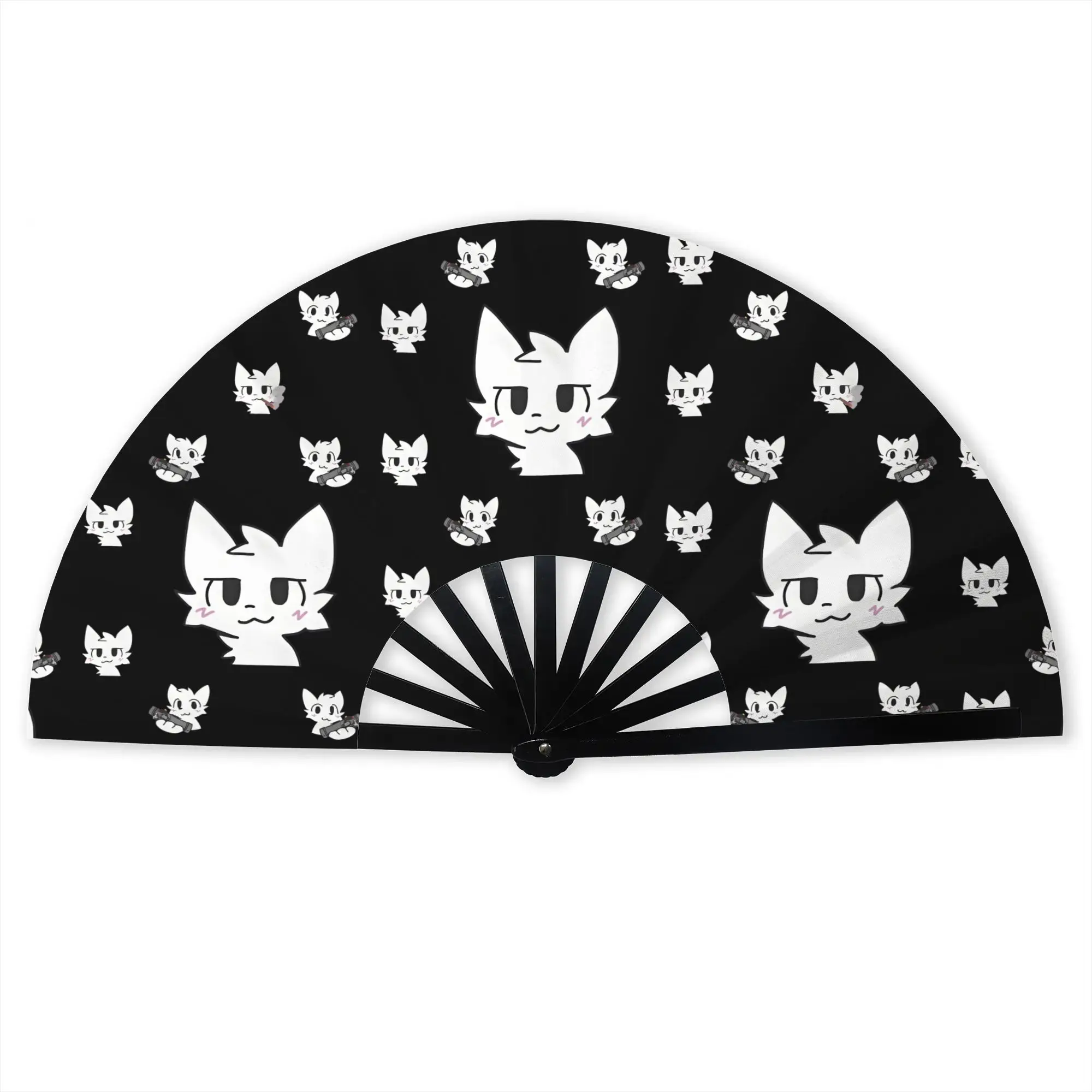 Boykisser Cartoon Cat  Folding Hand Fan Furry Meme  Polyester Fabric Fan Novelty Summer Accessory Decorative Fans