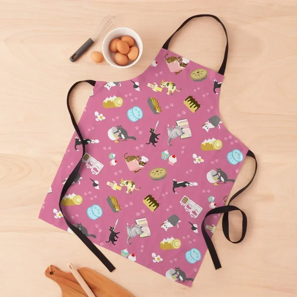 

Cats Baking Cakes and other Sweets, in Pink Apron kitchen gadgets Dress Funny Apron