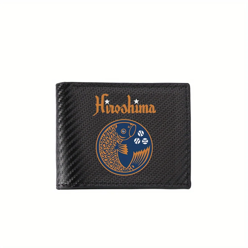 Fish badge star text round shape Men's Wallets Simple Business Modern Stylish Printing Design Gifts For Father Boyfriend Christm