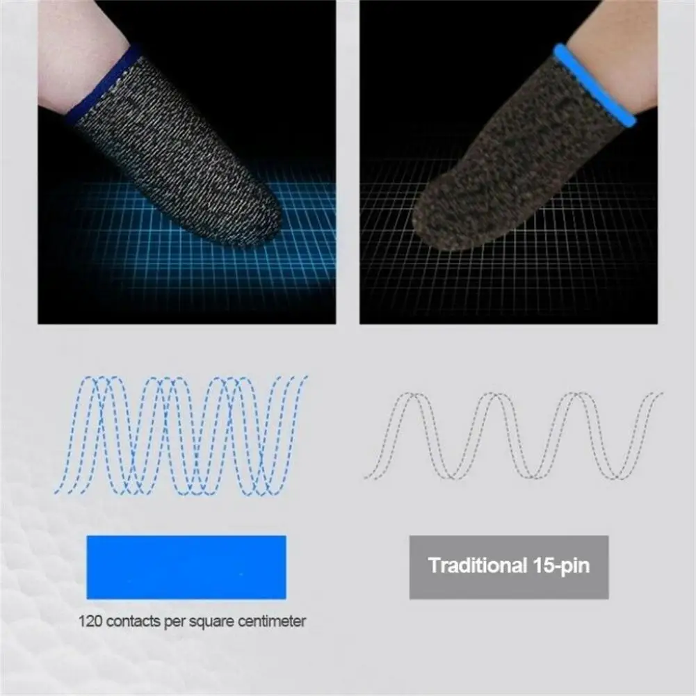 1 Pair Gaming Finger Sleeves 18-pin Ultra-thin Copper Fiber Finger Cots Breathable Fingertips Compatible For Pubg Mobile Games