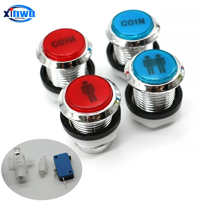 33mm Chrome Illuminated Led Push Button Swithc 5v 12v Light Coin Player American Arcade Game Machine Joystick Console Diy Set