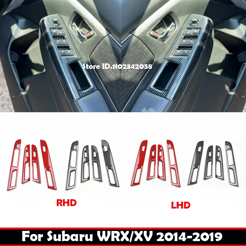 LHD RHD for Subaru WRX STI XV 2014-2020 ABS Carbonfiber Door Armrest Window Rise Switch Panel Glass Lift Button Decoration  Trim