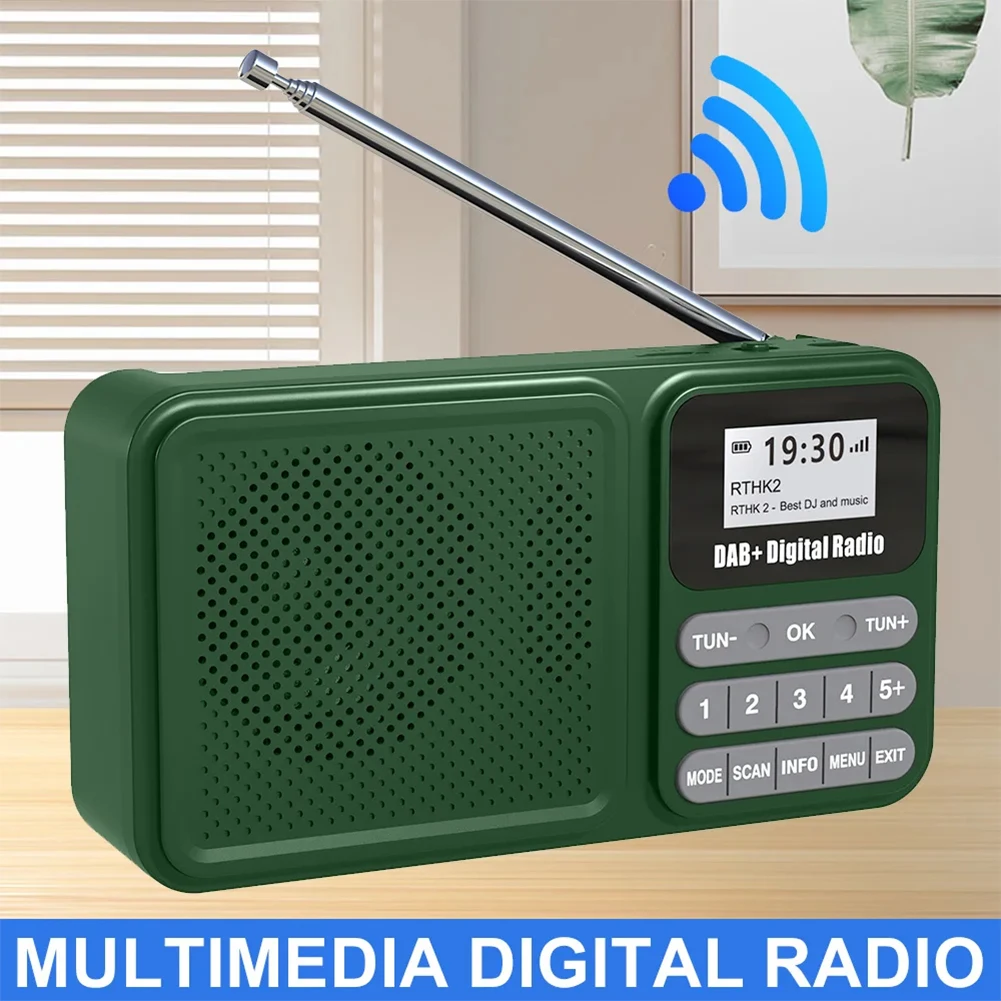Portable DAB+ Radio with LCD Display Bluetooth 5.0 FM Radio Solar/TYPE-C 1200mAh 40 Presets Supports TF Card U Disk MP3 Play